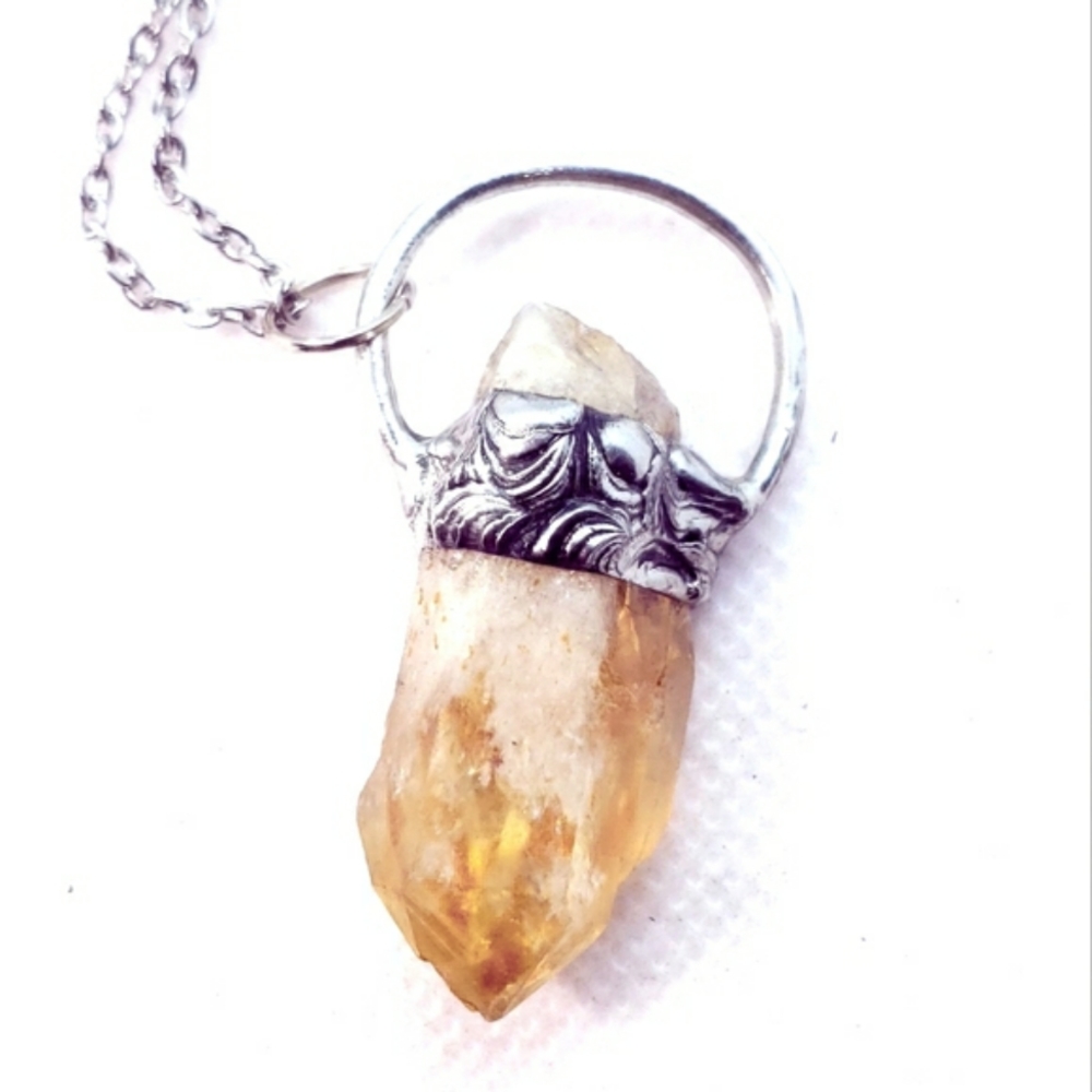 Citrine crystal necklace handmade gothic fantasy